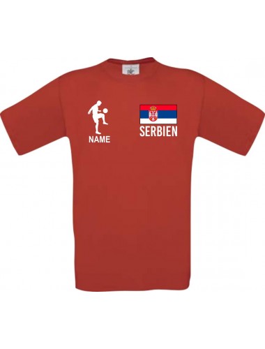 Kinder-Shirt Fussballshirt Serbien mit Ihrem Wunschnamen bedruckt, rot, 104
