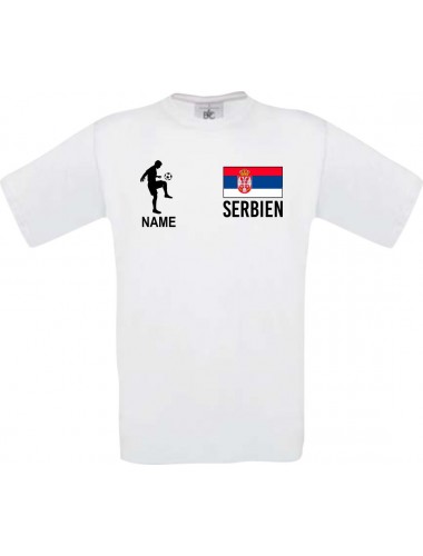 Kinder-Shirt Fussballshirt Serbien mit Ihrem Wunschnamen bedruckt, weiss, 104