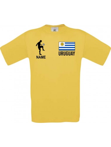 Männer-Shirt Fussballshirt Uruguay mit Ihrem Wunschnamen bedruckt, gelb, L
