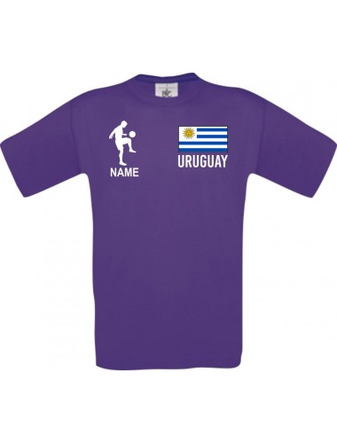 Männer-Shirt Fussballshirt Uruguay mit Ihrem Wunschnamen bedruckt, lila, L