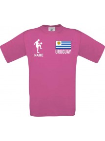 Männer-Shirt Fussballshirt Uruguay mit Ihrem Wunschnamen bedruckt, pink, L