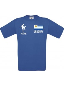 Männer-Shirt Fussballshirt Uruguay mit Ihrem Wunschnamen bedruckt, royal, L
