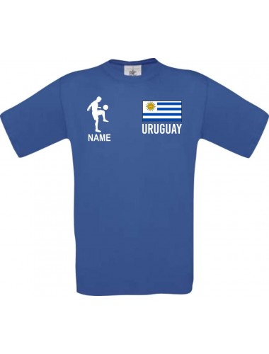 Männer-Shirt Fussballshirt Uruguay mit Ihrem Wunschnamen bedruckt, royal, L