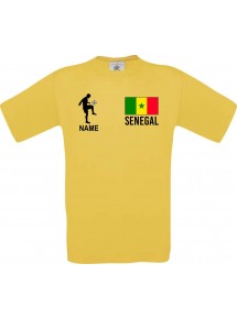Kinder-Shirt Fussballshirt Senegal mit Ihrem Wunschnamen bedruckt, gelb, 104