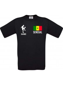 Kinder-Shirt Fussballshirt Senegal mit Ihrem Wunschnamen bedruckt, schwarz, 104