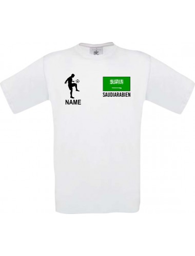 Kinder-Shirt Fussballshirt Saudiarabien mit Ihrem Wunschnamen bedruckt, weiss, 104