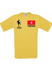 Männer-Shirt Fussballshirt Tunesien mit Ihrem Wunschnamen bedruckt, gelb, L