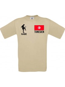 Männer-Shirt Fussballshirt Tunesien mit Ihrem Wunschnamen bedruckt, khaki, L