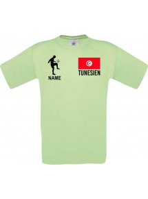 Männer-Shirt Fussballshirt Tunesien mit Ihrem Wunschnamen bedruckt, mint, L