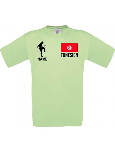 Männer-Shirt Fussballshirt Tunesien mit Ihrem Wunschnamen bedruckt, mint, L