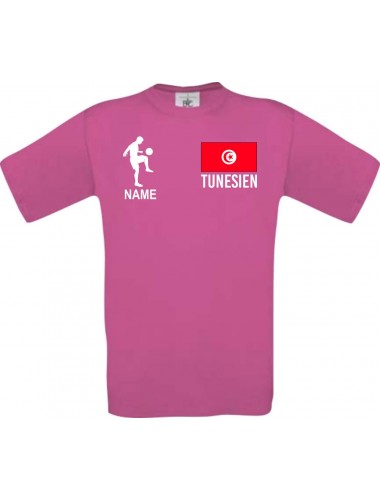 Männer-Shirt Fussballshirt Tunesien mit Ihrem Wunschnamen bedruckt, pink, L