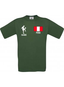 Kinder-Shirt Fussballshirt Peru mit Ihrem Wunschnamen bedruckt, dunkelgruen, 104