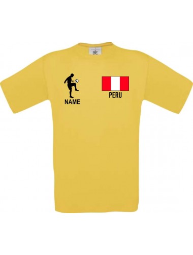 Kinder-Shirt Fussballshirt Peru mit Ihrem Wunschnamen bedruckt, gelb, 104