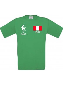 Kinder-Shirt Fussballshirt Peru mit Ihrem Wunschnamen bedruckt, kellygreen, 104