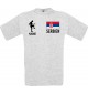Männer-Shirt Fussballshirt Serbien mit Ihrem Wunschnamen bedruckt, ash, L