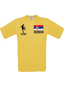 Männer-Shirt Fussballshirt Serbien mit Ihrem Wunschnamen bedruckt, gelb, L