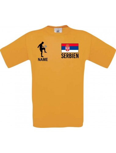 Männer-Shirt Fussballshirt Serbien mit Ihrem Wunschnamen bedruckt, orange, L
