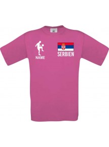 Männer-Shirt Fussballshirt Serbien mit Ihrem Wunschnamen bedruckt, pink, L