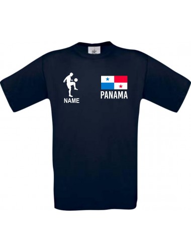 Kinder-Shirt Fussballshirt Panama mit Ihrem Wunschnamen bedruckt, blau, 104