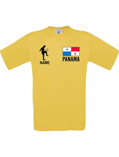 Kinder-Shirt Fussballshirt Panama mit Ihrem Wunschnamen bedruckt, gelb, 104