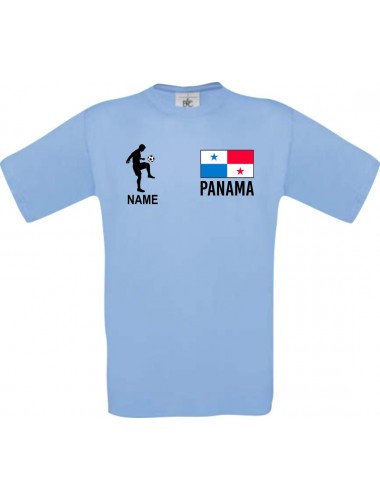 Kinder-Shirt Fussballshirt Panama mit Ihrem Wunschnamen bedruckt, hellblau, 104