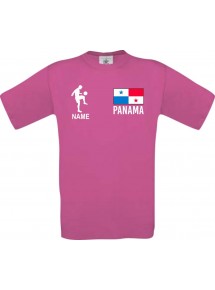Kinder-Shirt Fussballshirt Panama mit Ihrem Wunschnamen bedruckt, pink, 104