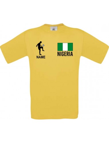Kinder-Shirt Fussballshirt Nigeria mit Ihrem Wunschnamen bedruckt, gelb, 104