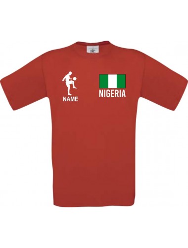 Kinder-Shirt Fussballshirt Nigeria mit Ihrem Wunschnamen bedruckt, rot, 104