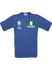 Kinder-Shirt Fussballshirt Nigeria mit Ihrem Wunschnamen bedruckt, royalblau, 104