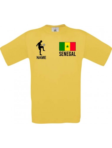 Männer-Shirt Fussballshirt Senegal mit Ihrem Wunschnamen bedruckt, gelb, L