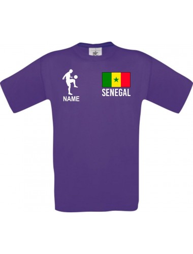 Männer-Shirt Fussballshirt Senegal mit Ihrem Wunschnamen bedruckt, lila, L