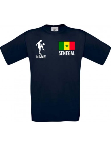 Männer-Shirt Fussballshirt Senegal mit Ihrem Wunschnamen bedruckt, navy, L