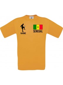 Männer-Shirt Fussballshirt Senegal mit Ihrem Wunschnamen bedruckt, orange, L