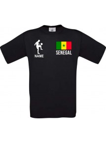 Männer-Shirt Fussballshirt Senegal mit Ihrem Wunschnamen bedruckt, schwarz, L