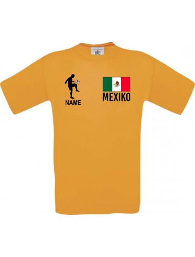 Kinder-Shirt Fussballshirt Mexiko mit Ihrem Wunschnamen bedruckt, orange, 104
