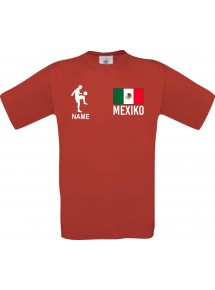 Kinder-Shirt Fussballshirt Mexiko mit Ihrem Wunschnamen bedruckt, rot, 104