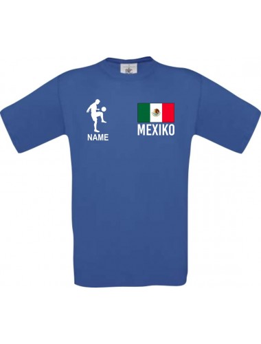 Kinder-Shirt Fussballshirt Mexiko mit Ihrem Wunschnamen bedruckt, royalblau, 104