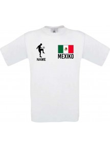 Kinder-Shirt Fussballshirt Mexiko mit Ihrem Wunschnamen bedruckt, weiss, 104