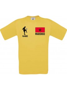 Kinder-Shirt Fussballshirt Marokko mit Ihrem Wunschnamen bedruckt, gelb, 104