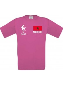 Kinder-Shirt Fussballshirt Marokko mit Ihrem Wunschnamen bedruckt, pink, 104
