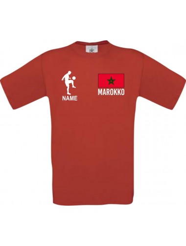 Kinder-Shirt Fussballshirt Marokko mit Ihrem Wunschnamen bedruckt, rot, 104