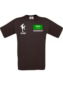 Männer-Shirt Fussballshirt Saudiarabien mit Ihrem Wunschnamen bedruckt, braun, L