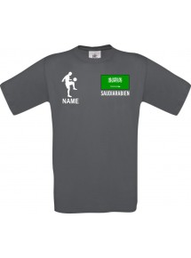 Männer-Shirt Fussballshirt Saudiarabien mit Ihrem Wunschnamen bedruckt, grau, L