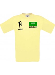 Männer-Shirt Fussballshirt Saudiarabien mit Ihrem Wunschnamen bedruckt, hellgelb, L