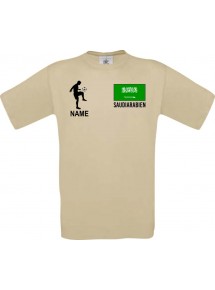 Männer-Shirt Fussballshirt Saudiarabien mit Ihrem Wunschnamen bedruckt, khaki, L