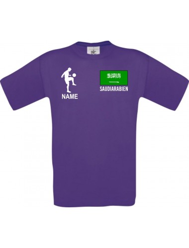 Männer-Shirt Fussballshirt Saudiarabien mit Ihrem Wunschnamen bedruckt, lila, L