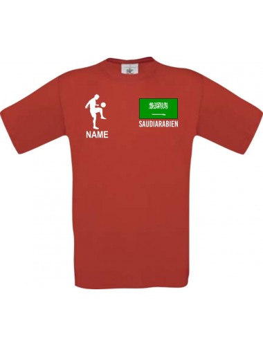 Männer-Shirt Fussballshirt Saudiarabien mit Ihrem Wunschnamen bedruckt, rot, L