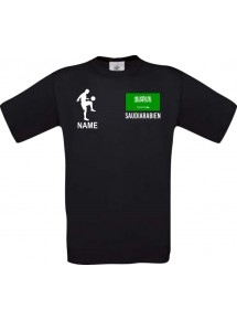 Männer-Shirt Fussballshirt Saudiarabien mit Ihrem Wunschnamen bedruckt, schwarz, L