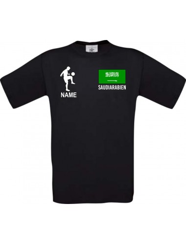 Männer-Shirt Fussballshirt Saudiarabien mit Ihrem Wunschnamen bedruckt, schwarz, L