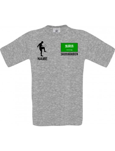 Männer-Shirt Fussballshirt Saudiarabien mit Ihrem Wunschnamen bedruckt, sportsgrey, L